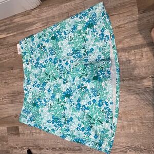 Croft & Barrow Floral Skirt Blue Green White Midi Elastic Waist L
